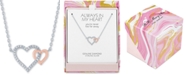 Macy's Diamond Accent Double Heart 18" Pendant Necklace in Sterling Silver & 14k Rose Gold-Plate